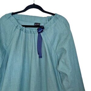 Le Muse Linen Blend The French Cocktail Dress in Teal Green - Size XL